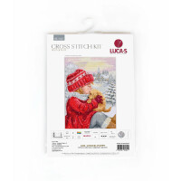 Luca-S counted cross stitch kit "Girl Kissing Puppy", 23x32cm, DIY