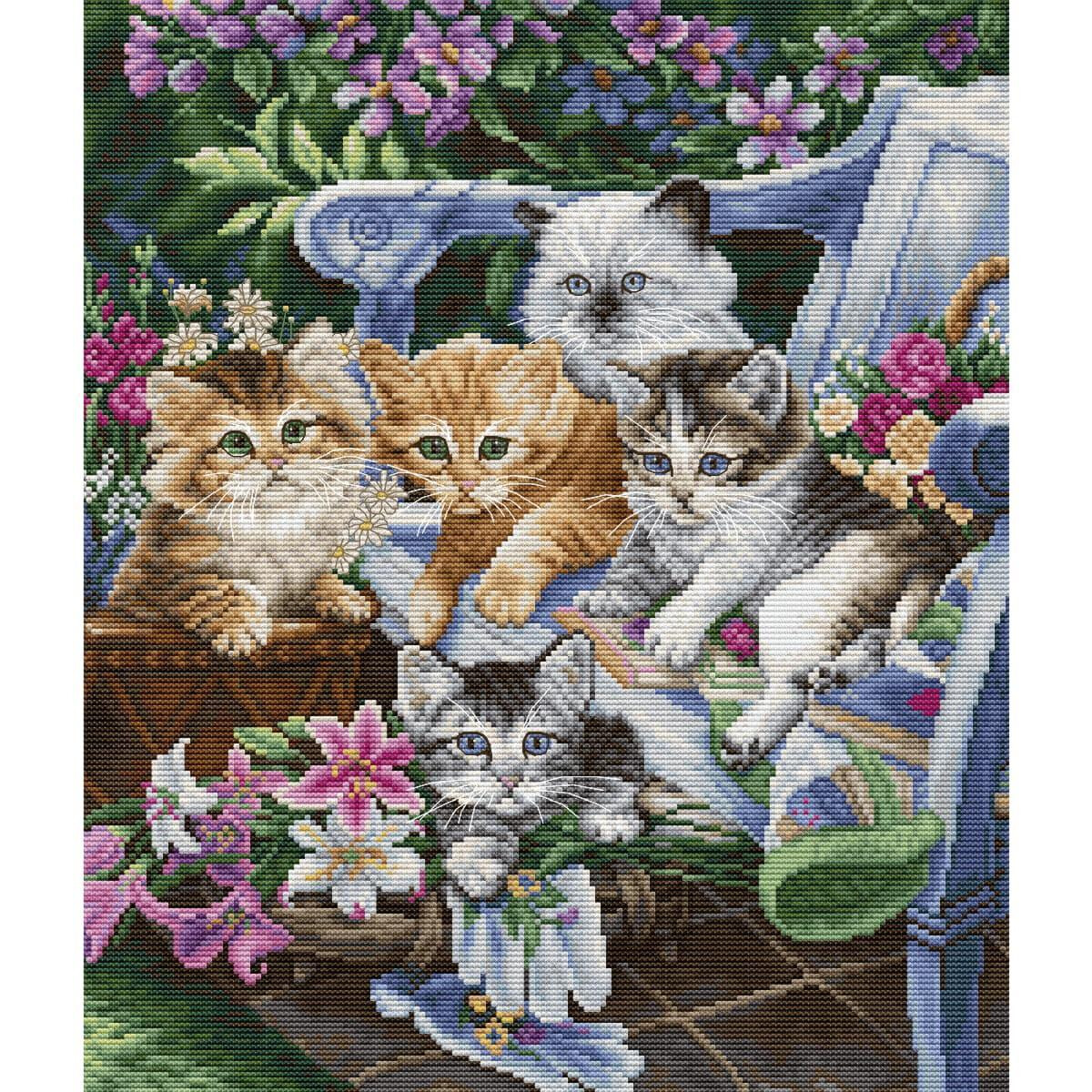 Luca-S counted cross stitch kit "Purfect Gardening...
