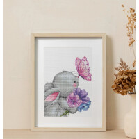 Luca-S counted cross stitch kit "Rabbit and Butterfly", 17x22cm, DIY