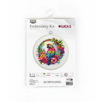 Luca-S counted cross stitch kit with hoop "The Tropical Parrot", 17x16cm, DIY