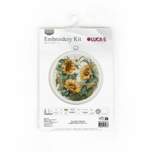 Luca-S Kreuzstich Set mit Stickrahmen "Sonnenblume", Zählmuster, 17x17cm
