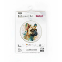 Luca-S counted cross stitch kit with hoop "The French Bulldog", 15x15cm, DIY