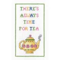Kit de punto de cruz contado Heritage Aida "Time for Tea (A)", KSTT1649-A, 11x20,5cm, DIY