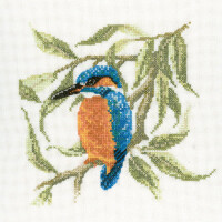 Heritage counted cross stitch kit Aida "Kingfisher (A)", DMKF374-A, 17,5x17cm, DIY