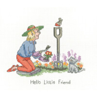 Heritage counted cross stitch kit Aida "Hello Little Friend (A)", GYLF1659-A, 18x15,5cm, DIY