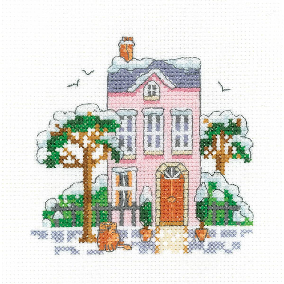 Heritage counted cross stitch kit Aida "Winter Town...