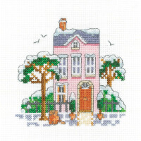 Heritage counted cross stitch kit Aida "Winter Town House (A)", KSWT1670-A, 10x10cm, DIY
