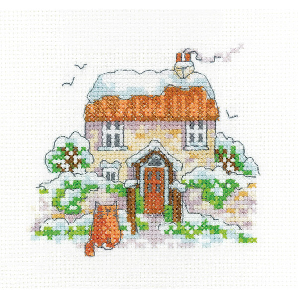 Heritage counted cross stitch kit Aida "Winter Cottage (A)", KSWC1671-A, 10x9cm, DIY