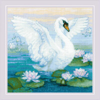 Набор для вышивки крестом Riolis "Белый лебедь" 30х30см