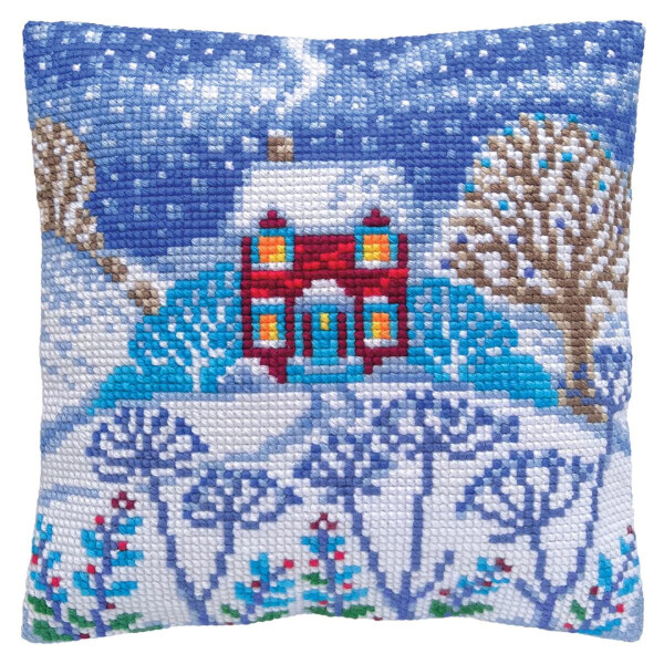 CDA stamped cross stitch kit cushion "Beautiful Winter", 40x40cm, DIY