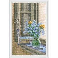 RTO counted cross stitch kit "In the moment, Window and vase", 11,5x17,5cm, DIY