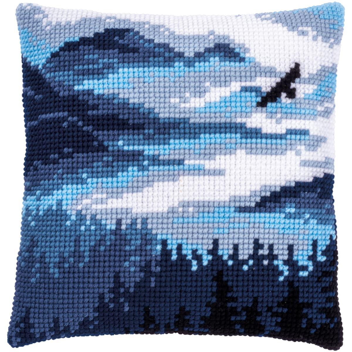 Vervaco stamped cross stitch kit cushion "Blaue...