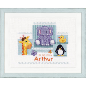 Vervaco counted cross stitch kit "Baby Animals", 30x25cm, DIY