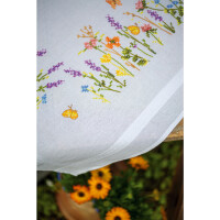 Vervaco kit de punto de cruz estampado mantel "Lavendel und Feldblumen", 80x80cm, DIY