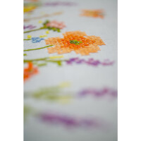 Vervaco stamped cross stitch kit tablechloth "Lavendel und Feldblumen", 40x100cm, DIY