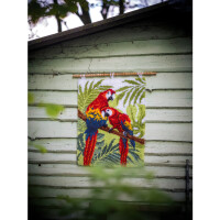 Vervaco Knüpfteppich "Papageien im Dschungel", Knüpfbild vorgezeichnet, 55x72cm