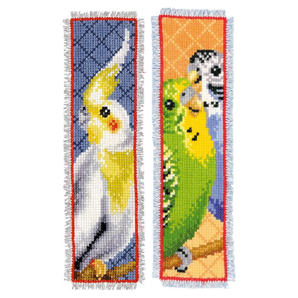 Vervaco bookmark counted cross stitch kit "Parrots" Set of 3, 6x20cm, DIY