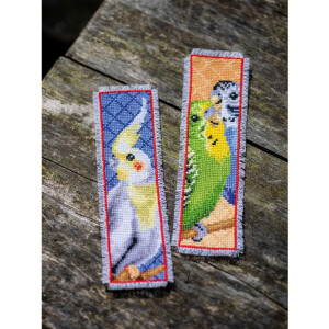 Vervaco bookmark counted cross stitch kit "Parrots" Set of 3, 6x20cm, DIY