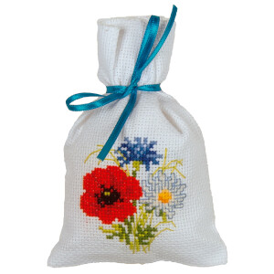 Vervaco herbal bags counted cross stitch kit "Field flowers" Set of 3, 8x12cm, DIY