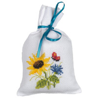 Vervaco bolsas de hierbas kit de punto de cruz contado "Flores de campo" Set de 3, 8x12cm, DIY