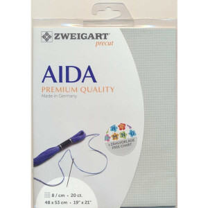 aida Zweigart Precute 20 ct. Aida 3326 extra fine colore 718 grigio, tessuto per punto croce 48x53cm