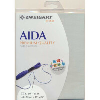 AIDA Zweigart Precute 20 ct. Extra Fein-Aida 3326 Farbe 718 grau, Zählstoff für Kreuzstich 48x53cm