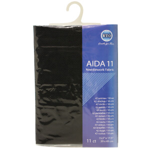 RTO Aida en blanco, 11ct, negro, 39x45cm
