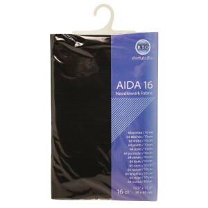 RTO Aida en blanco, 16ct, negro, 39x45cm