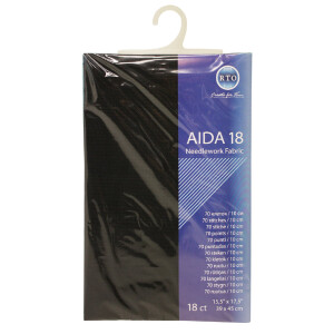 RTO Aida en blanco, 18 ct, negro, 39x45cm