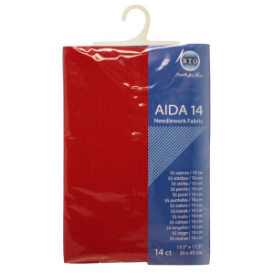 RTO Aida en blanco, 14ct, rojo, 39x45cm