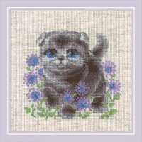 Riolis counted cross stitch kit "Lop-eared Kitten", 15x15cm, DIY