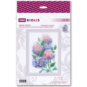 Riolis counted cross stitch kit "Graceful Hydrangeas", 21x30cm, DIY