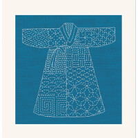 Le Bonheur des Dames Stickpackung "Kit Sashiko Kimono Blau", Zählmuster, 15,5x16cm