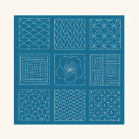 Le Bonheur des Dames borduurpakket "Sashiko met blauwe achtergrond", geteld, DIY, 21x21cm
