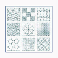 Le Bonheur des Dames counted stitch kit "Sashiko Style White Background", 20x19,5cm, DIY
