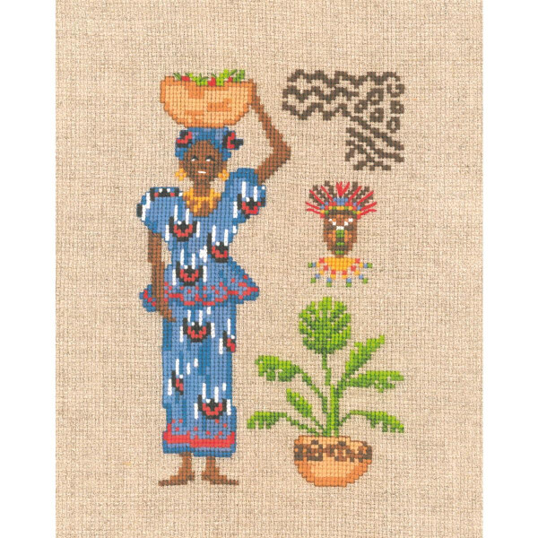 Le Bonheur des Dames counted cross stitch kit "African Woman I", 9,5x14,5cm, DIY