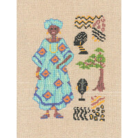 Kit de punto de cruz Le Bonheur des Dames "Mujer africana III", DIY, 10x14,5cm