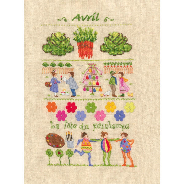 Le Bonheur des Dames counted cross stitch kit "April", 18x28cm, DIY