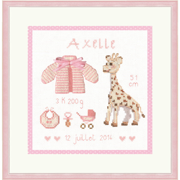 Le Bonheur des Dames counted cross stitch kit "Axelle Birth", 12x12cm, DIY