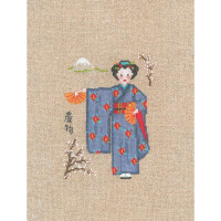 Le Bonheur des Dames counted cross stitch kit "Blue Kimono", 9,5x13,5cm, DIY
