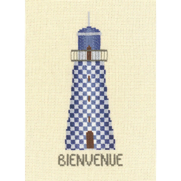 Le Bonheur des Dames borduurpakket "Blauwe Welkom Vuurtoren", DIY, 6x14.5cm