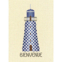 Kit de punto de cruz Le Bonheur des Dames "Blue Welcome Lighthouse", DIY, 6x14,5cm
