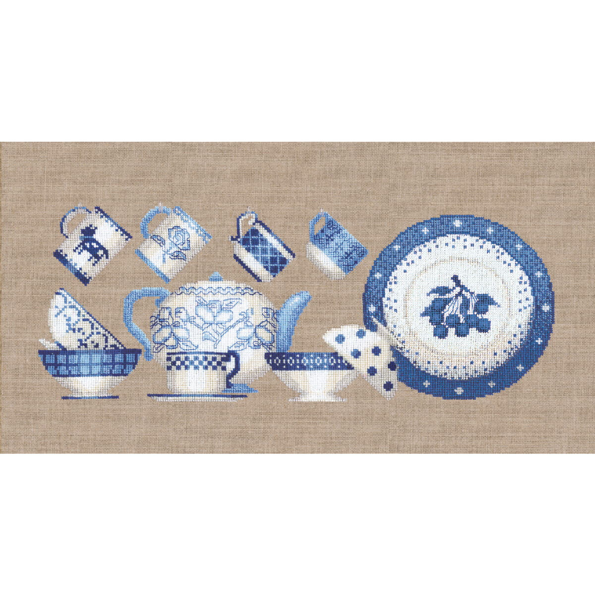 Le Bonheur des Dames borduurpakket "Blue Dishes...
