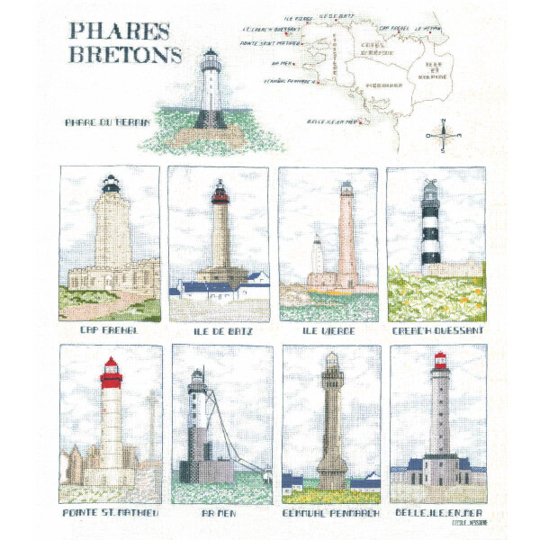 Le Bonheur des Dames counted cross stitch kit "Breton Lighthouses",  55x45cm, DIY