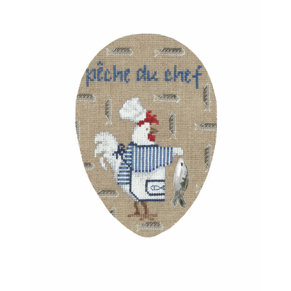 Kit point de croix Le Bonheur des Dames "Oeuf de pêche du cuisinier - boite à oeufs", DIY, 11x12cm