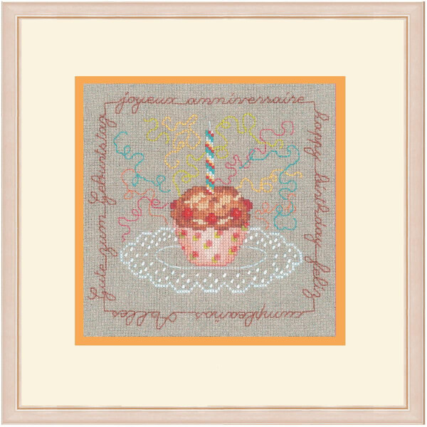 Kit de punto de cruz contado "Cupcake" de Le Bonheur des Dames, 13x12,5cm, DIY