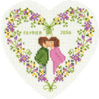 Le Bonheur des Dames counted cross stitch kit "February Heart Box", 9x9cm, DIY