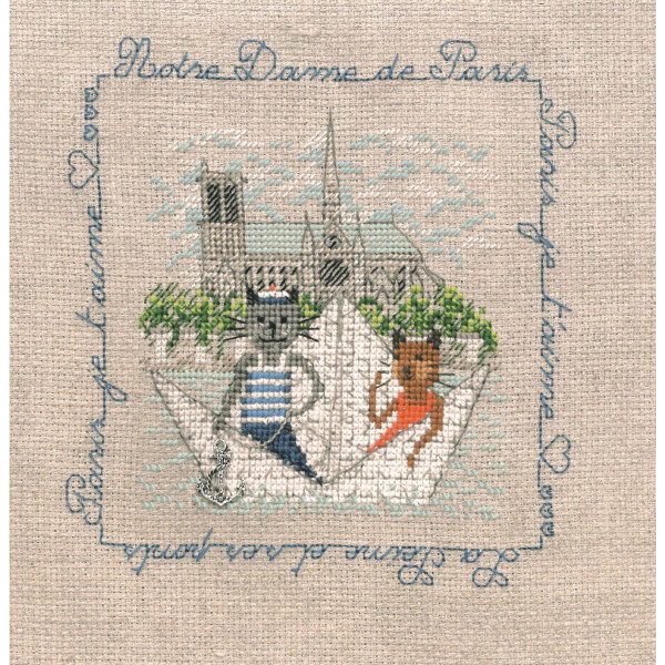 Le Bonheur des Dames counted cross stitch kit "River Ride Near Notre Dame", 12,5x13,5cm, DIY