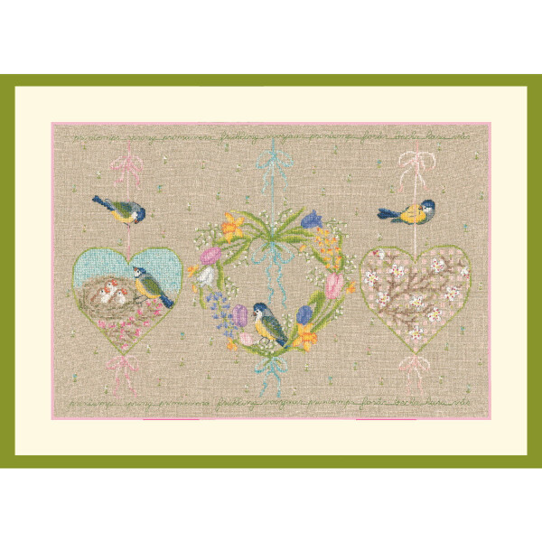 Le Bonheur des Dames counted cross stitch kit "Spring Hearts", 46x31cm, DIY