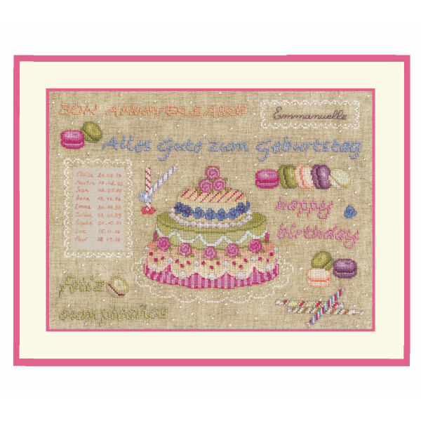 Le Bonheur des Dames counted cross stitch kit "Birthday Cake I", 31x23cm, DIY